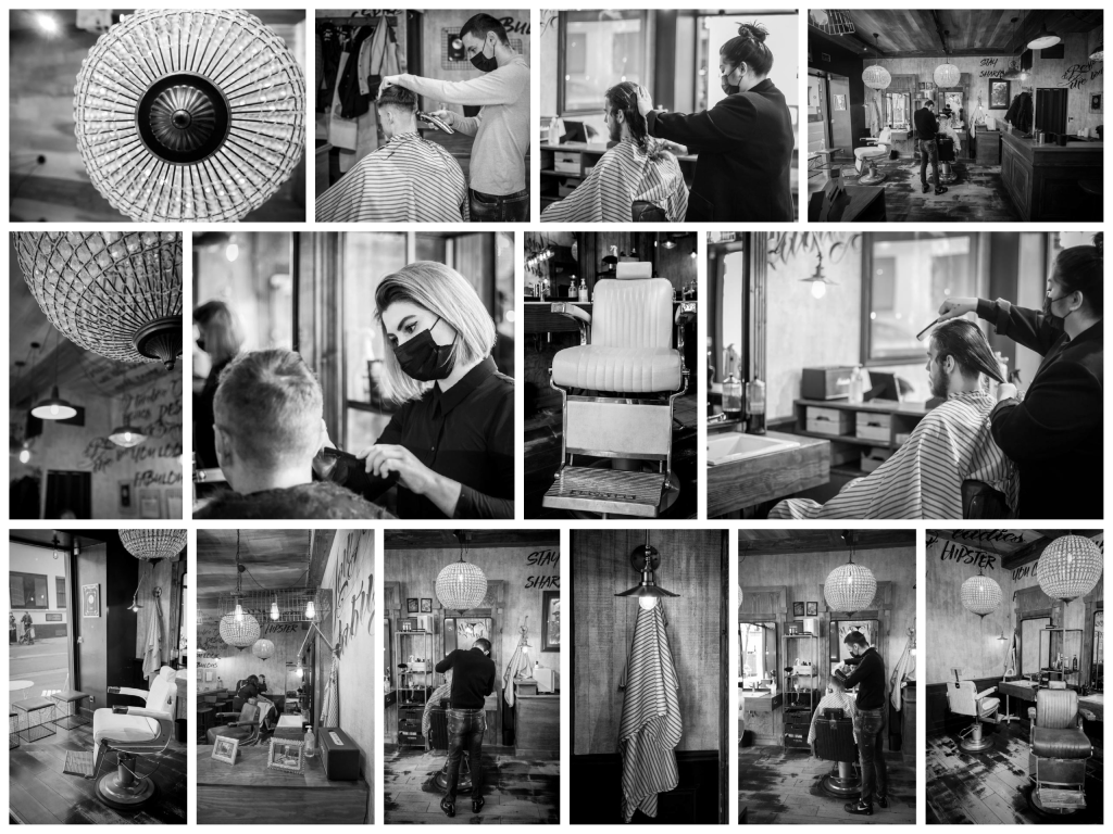 Photographs of the inside of the Barbershop.